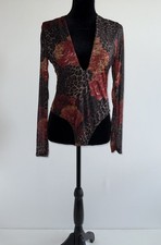 Fashion Nova Moody Mesh Leopard  Floral Long Sleeve Bodysuit Women's Medium