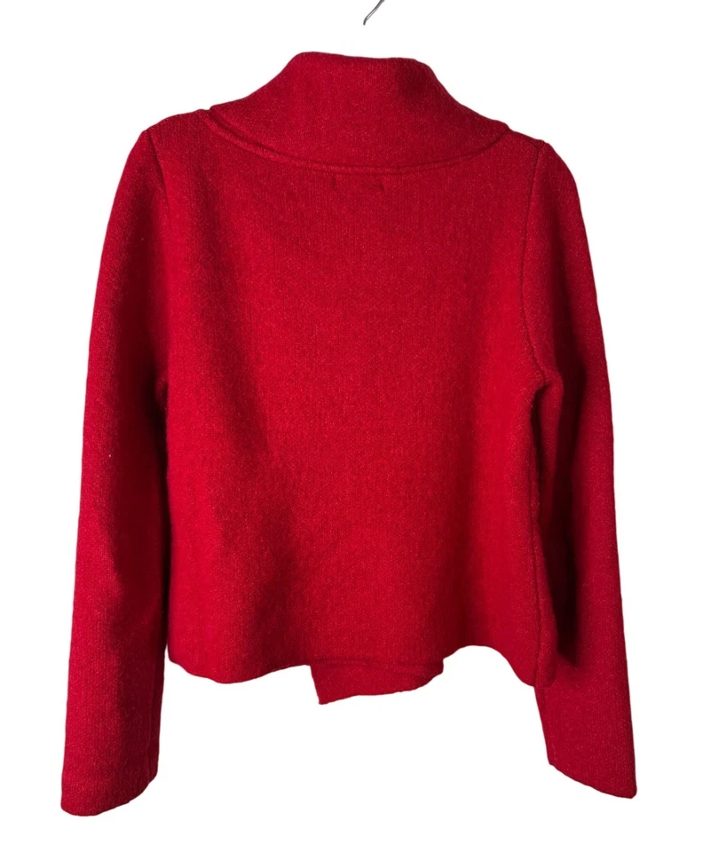 Jaqueta Adrienne Vittadini vermelha mistura de lã fervida xale colarinho – Tamanho M festa - Imagem 2 de 4