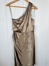 J. Crew One-Shoulder Silk Dress in Mushroom 4 NWT