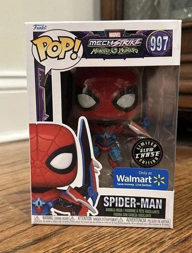 Funko Pop! Spider-Man #997 Marvel Mech Strike Chase GITD Walmart Ex con protector