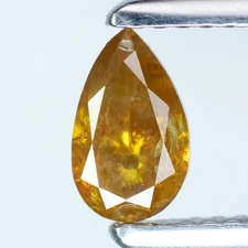 0.67Ct Rare 100% Natural No Treated I-1 Pear Fancy Deep Yellow Diamond