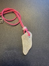Real Frosty Sea Glass Pendant Necklace With Pink 18  Cord And Glass Bead