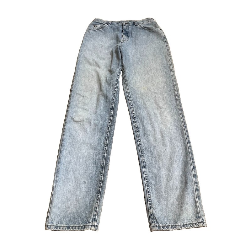 Lee High Rise Straight Blue Denim Jeans Stretch Size 12L 5-Pocket Women's