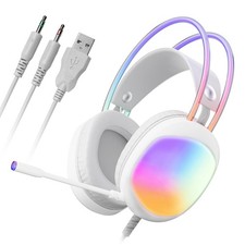 USB Gaming Headset with Mic, RGB Wired Headphone with Surround Sound, Noise C...