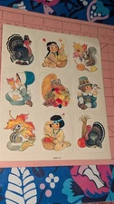 Vintage American Greetings Stickers Thanksgiving Fall Harvest 1 Sheet