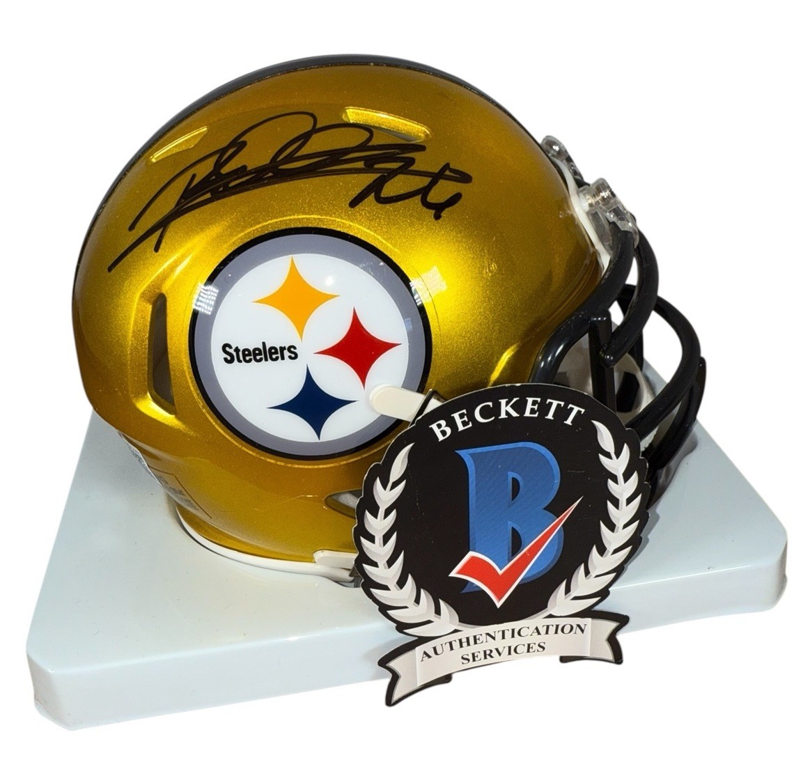 ROD WOODSON SIGNED PITTSBURGH STEELERS FLASH MINI HELMET BECKETT