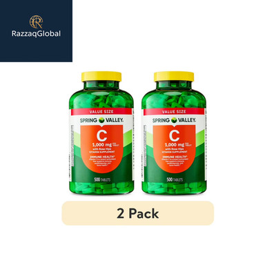 Spring Valley Vitamin C with Rose Hips 1000 mg Tablets, 500 Ct, 2 Pack