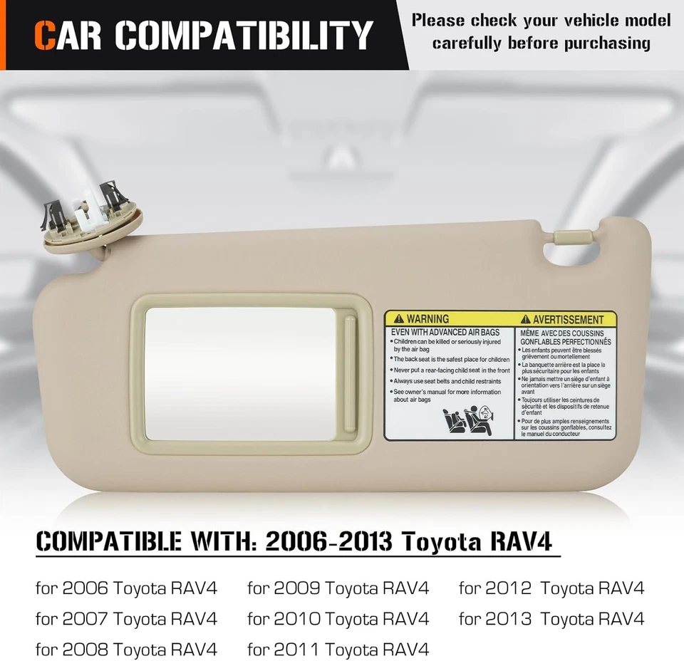 Visera de parabrisas espejo ambos lados Toyota RAV4 2006-2013 - Imagem 3 de 4