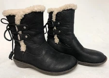 UGG Women's Akadia Black Leather Winter Boots 1007760 Size 6