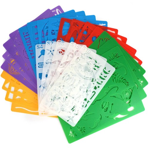 Stencil Drawing Kit for Kids 25 Pcs Plastic Drawing Stencils with 400+ Shape