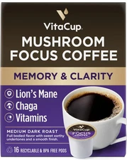 Mushroom Coffee Pods - Boost Focus & Immunity with Lions Mane, Chaga, Vitamin...