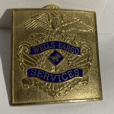 Vintage Wells Fargo Services Hat Badge Gold Tone