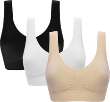 Women'S 3 Pack Seamless Comfortable Sports Bra with Removable Pads
