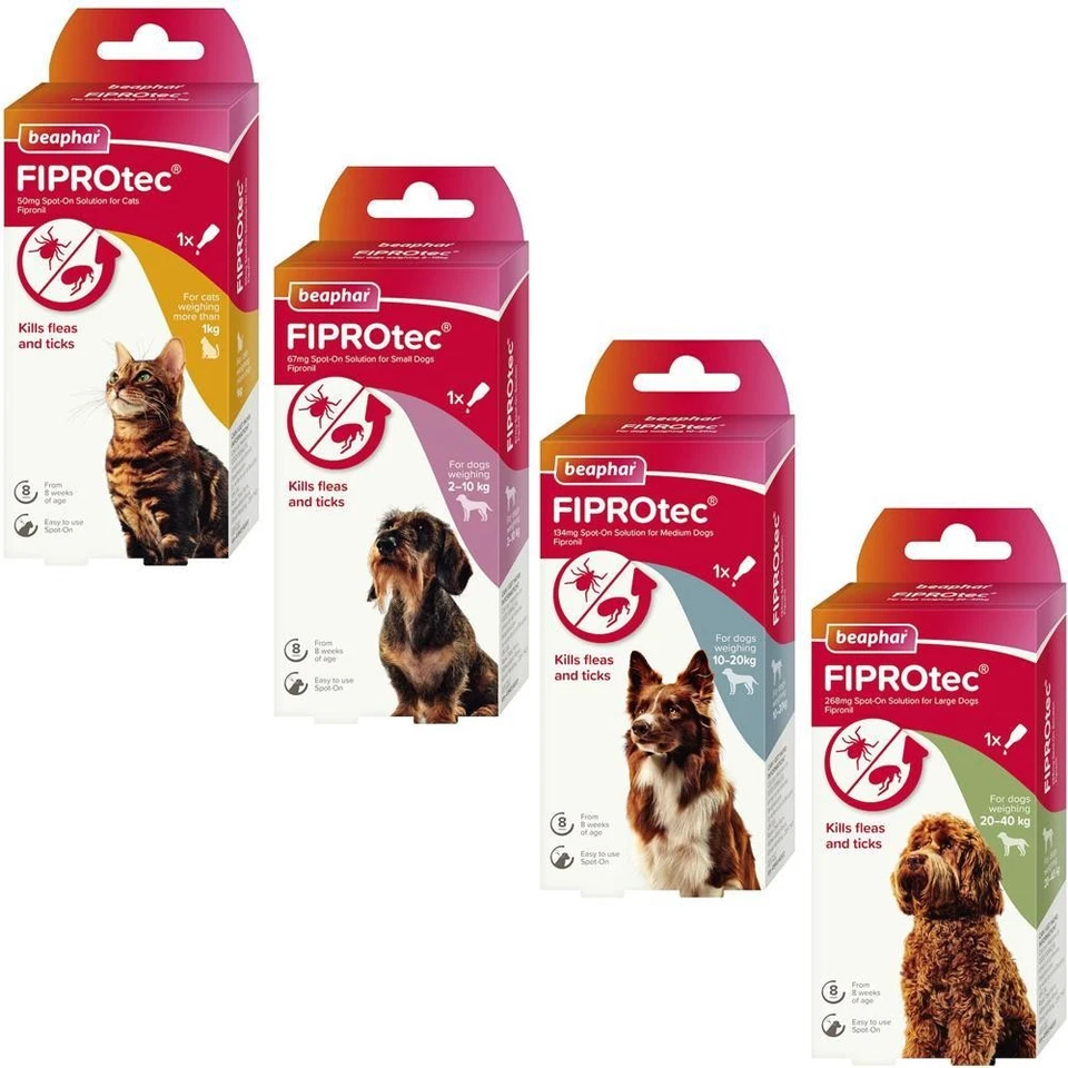 Beaphar FIPROtec Flea & Tick Spot On For Cats, Small, Medium & Large Dogs