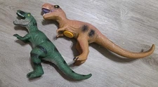 Lot of VTG Large Rubber Dinosaurs Toys T-Rex Brown And Green Old East Main Co 