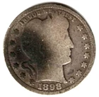 1898 BARBER QUARTER in GOOD +condition ~ FULL RIMS ~ SEE THE SCAN   stk a992