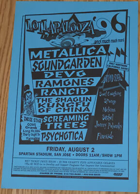 Metallica Soundgarden Devo Ramones Lollapalooza 1996 Original