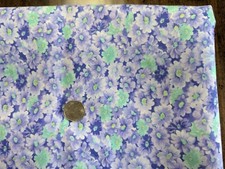 1Yd 13"/44" 100 Cotton FLORAL CALICO w/"Lavender-Purple-Aqua DAISIES" print, NEW