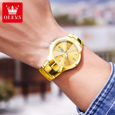OLEVS Men's Quartz Luxury Watch Tungsten Steel Gems Luminous Calendar WristWatch