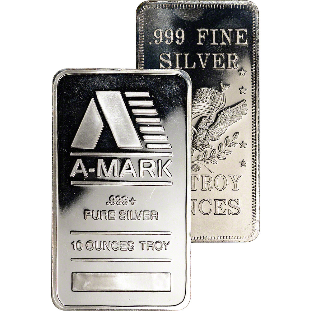 TWO (2) 10 oz. Silver Bar - Random Brand - Secondary Market - .999