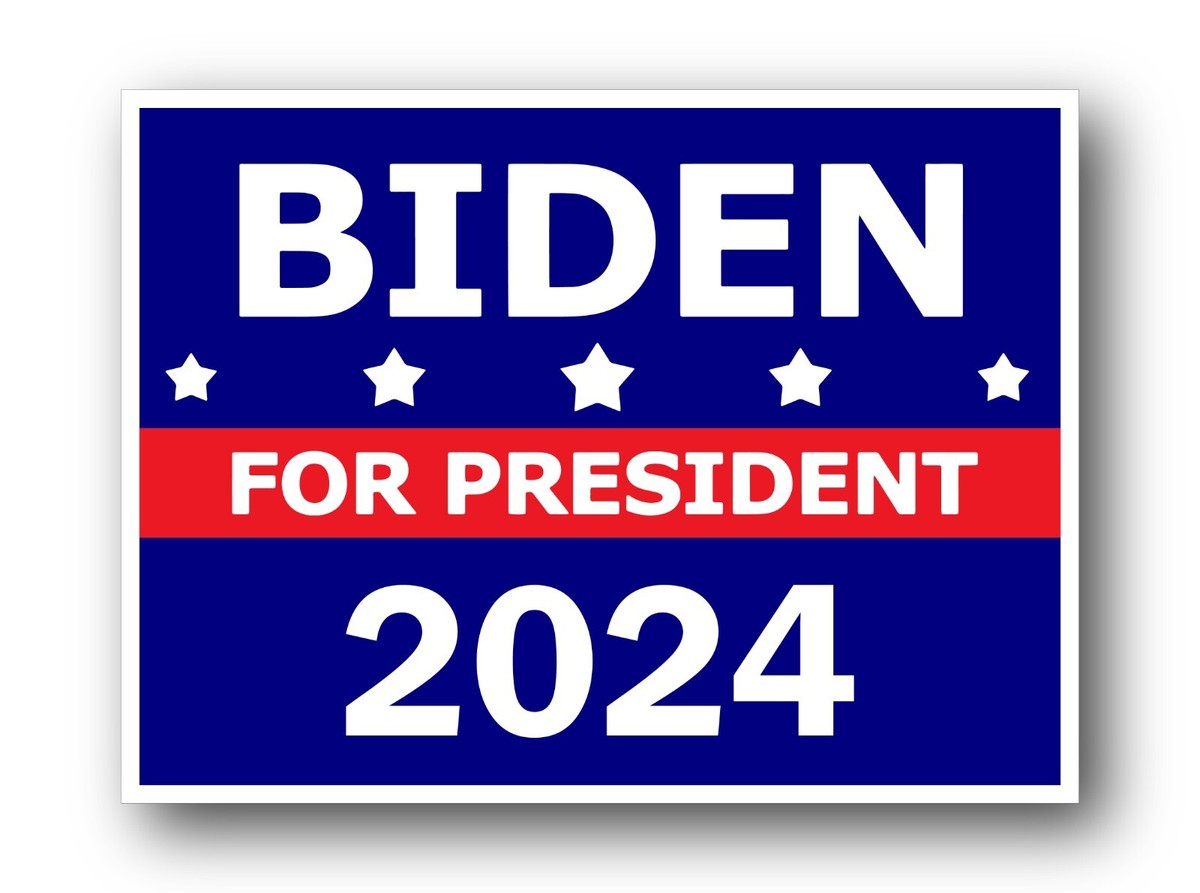 Biden 2024 Presidential Election Yard Sign - Big Head Design, 19x14 Inch, Coroplast With Stake