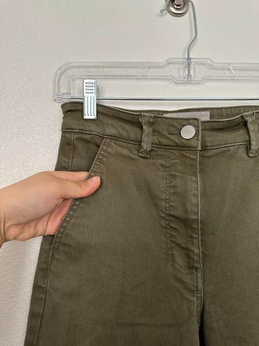 Everlane Wide Leg Crop Pants Olive Green Army High Rise Work Classic Women's 00 - Picture 3 of 8