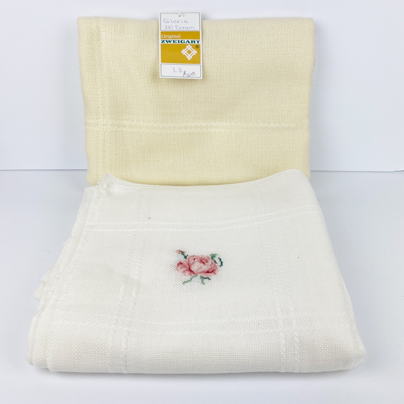 Zweigart Cross Stitch Afghan Fabric Lot 49"x56"/ 59"x45" Cream Ivory 14