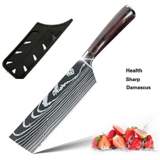  Stainless Steel Asian Kitchen Knife Butcher Chef Damascus Cleaver Chopping Meat