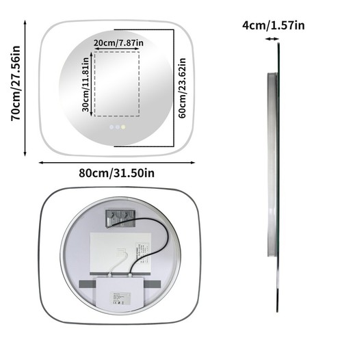 Modern LED Bathroom Mirror w/ Backlit Clear Glass Frame Defog Dimmable Touch HD - Picture 17 of 17