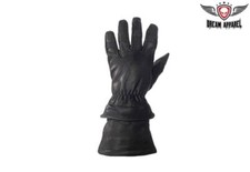 Black Full Finger Leather Motorcycle Riding Zip Off Cuffs Gloves