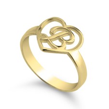 Personalized Initial Heart Ring, Custom Initials Ring for Her, Heart Silver Ring