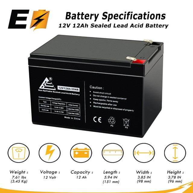Rechargeable 12V 12AH Battery for Merits P3211 EZGO Power Wheel Chair