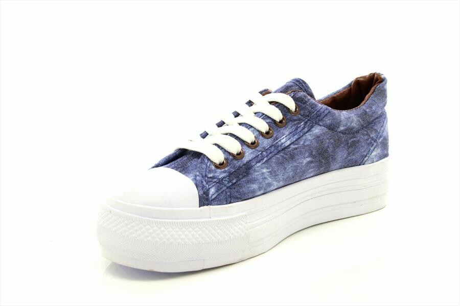 SAOLA Maverick Denim Chunky Sole Summer Canvas Lace Up Shoes