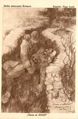 Austro Hungarian WWI Postcard Wounded Soldier In Trench "Back From Work ...