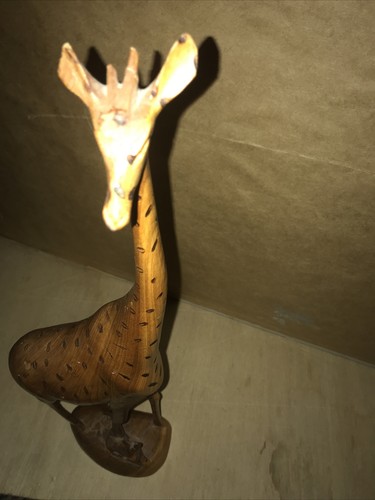 Mother Giraffe & Baby - Mahogany - Sculpture - Africa - 18” - Carved Wood - Art - Picture 5 of 12