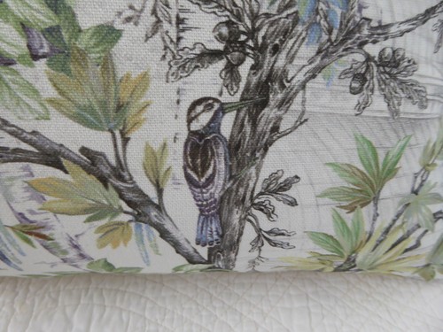 Blue Cushion Cover Tree Glasshouse Bird Print New Handmade 16" inch 40cm - Picture 5 of 10