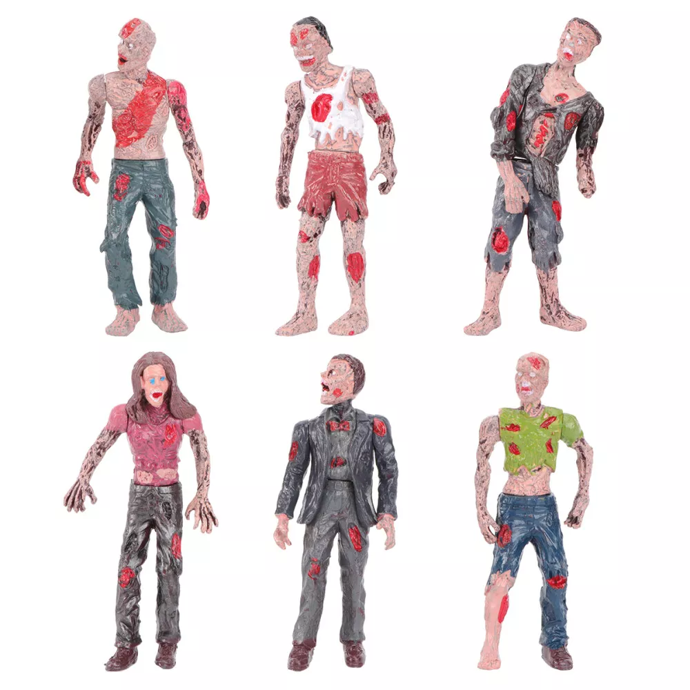 6PCS kids zombie toys Zombie Dolls Static Walking Dead Creepy Figures