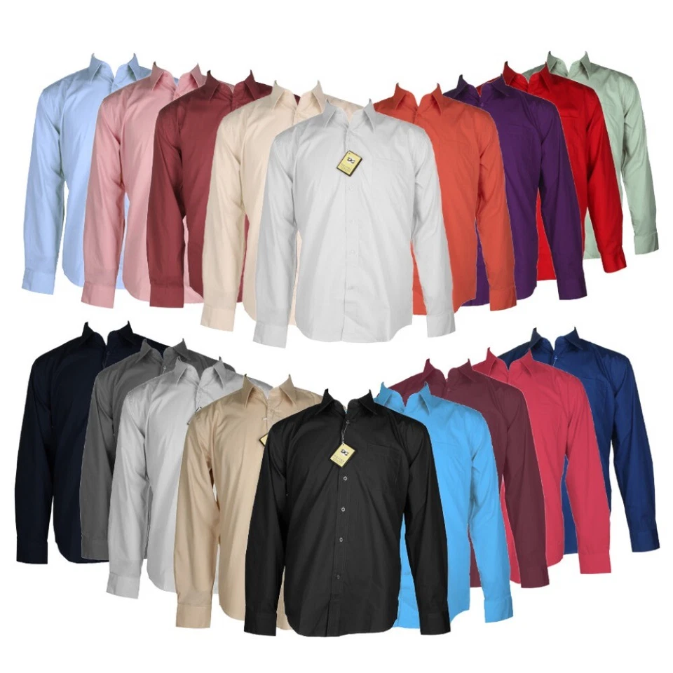 Men's Dress Shirt Classic Long Sleeve Regular Fit Front Pocket Dress Shirt