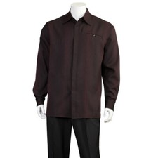 Men's Casual Walking Suit Long Sleeve Striped Shirt w/ Pants Set 2765