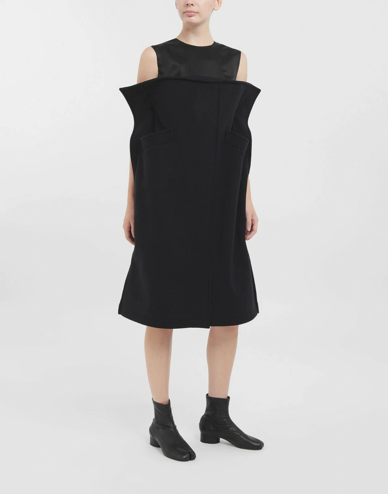 MAISON MARGIELA Abito nero nuovo con etichette Maison Martin Margiela Midi Lana Runway $1 5k 4 US 40 IT