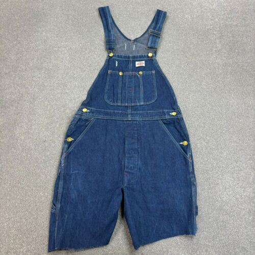 Dickies Dungarees Adult 31x7 Blue Bib Overalls Denim Workwear Cut Offs Mens