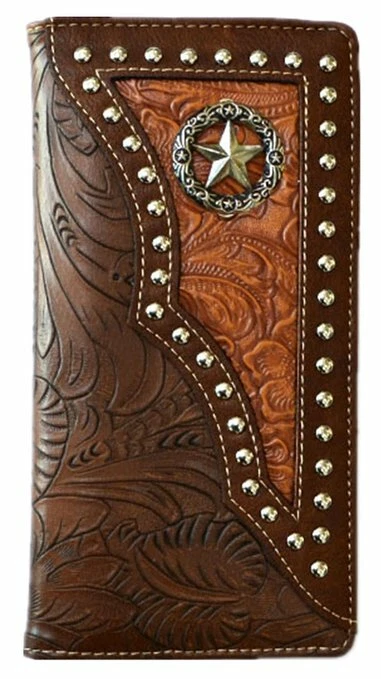 Cross Praying Cowboy Longhorn Star Men Western Wallets Bifold