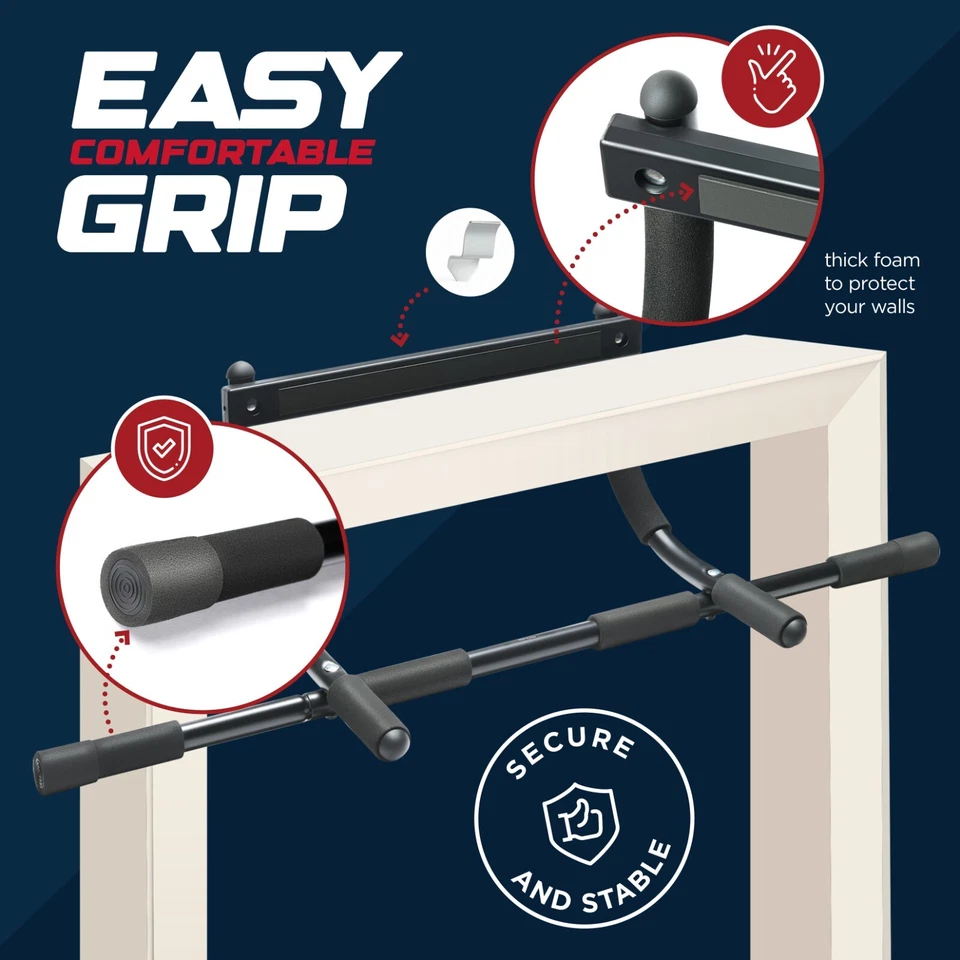Barra Pull Up Puerta Resistente Chin Up Bar Entrenador para Gimnasio en Casa - Hasta 32" Puerta - Imagen 3 de 4
