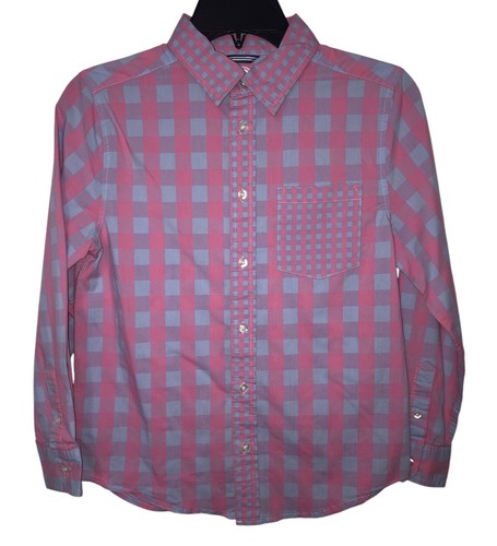 Camisa Wonder Nation Niños Talla 10 12 Abotonada Manga Larga A Cuadros Rosa Azul - Imagen 6 de 6