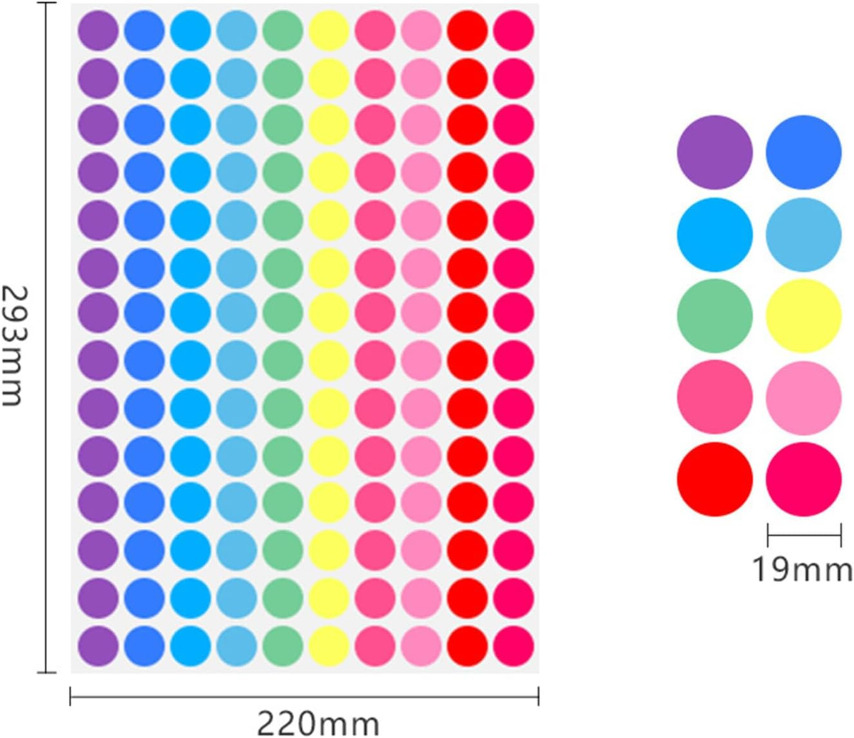 WANSTE 3/4 Inch White Dot Stickers – 1320 Pack Round Color Coding Labels For Office & Home Organization - View #2