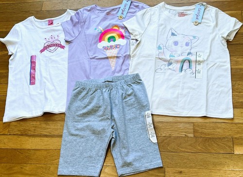 New 4pc Lot Cat & Jack & Target Tee Shirts & Bike Shorts Outfits Sz L 10-12 NWT