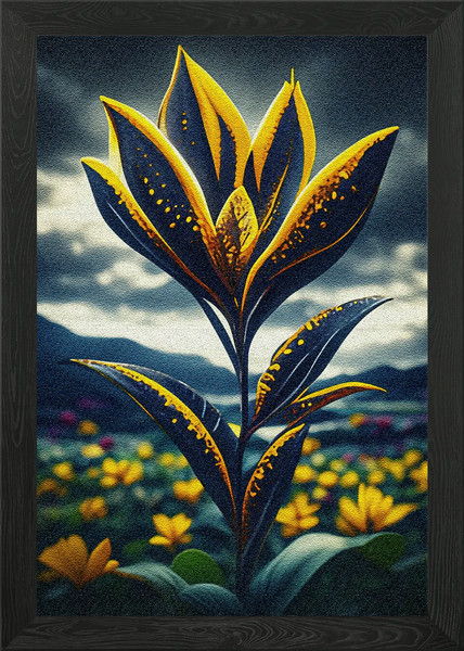 Póster de arte de pared enmarcado flor dorada en el campo lienzo impresión cuadro