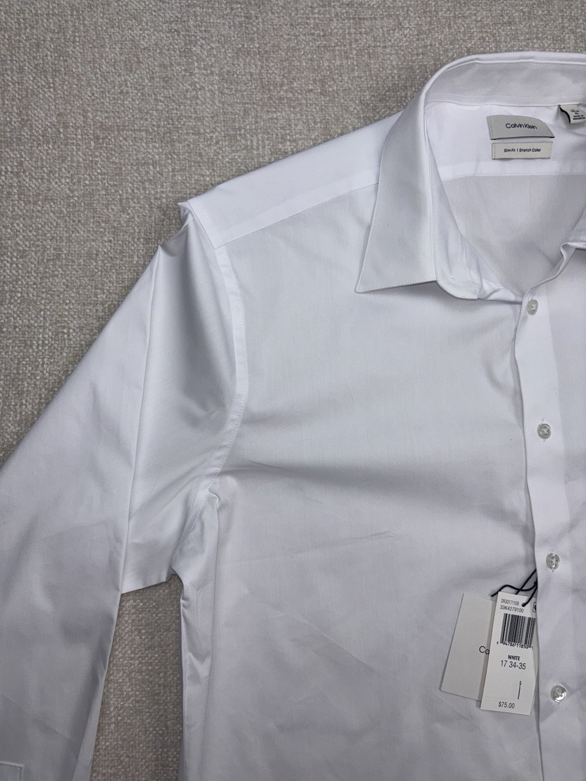 Calvin Klein Mens Slim Fit Dress Shirt Size XL White thumbnail 3