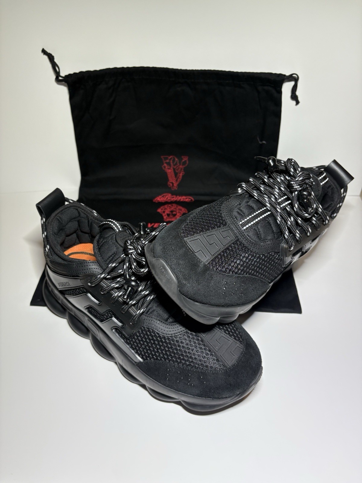 Versace Chain Reaction Black Mens 42EU/US 9/9.5M 