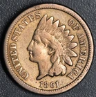 1861 1C INDIAN HEAD CU-Ni CENT KM# 90 Grade:  VG+  A6954